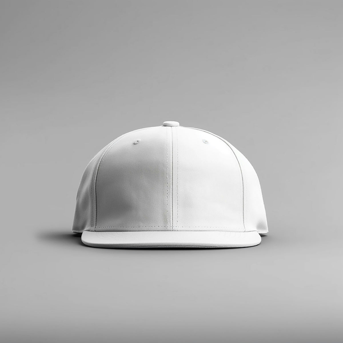 Blank white cap on grey background — custom branded headwear for corporate gifting