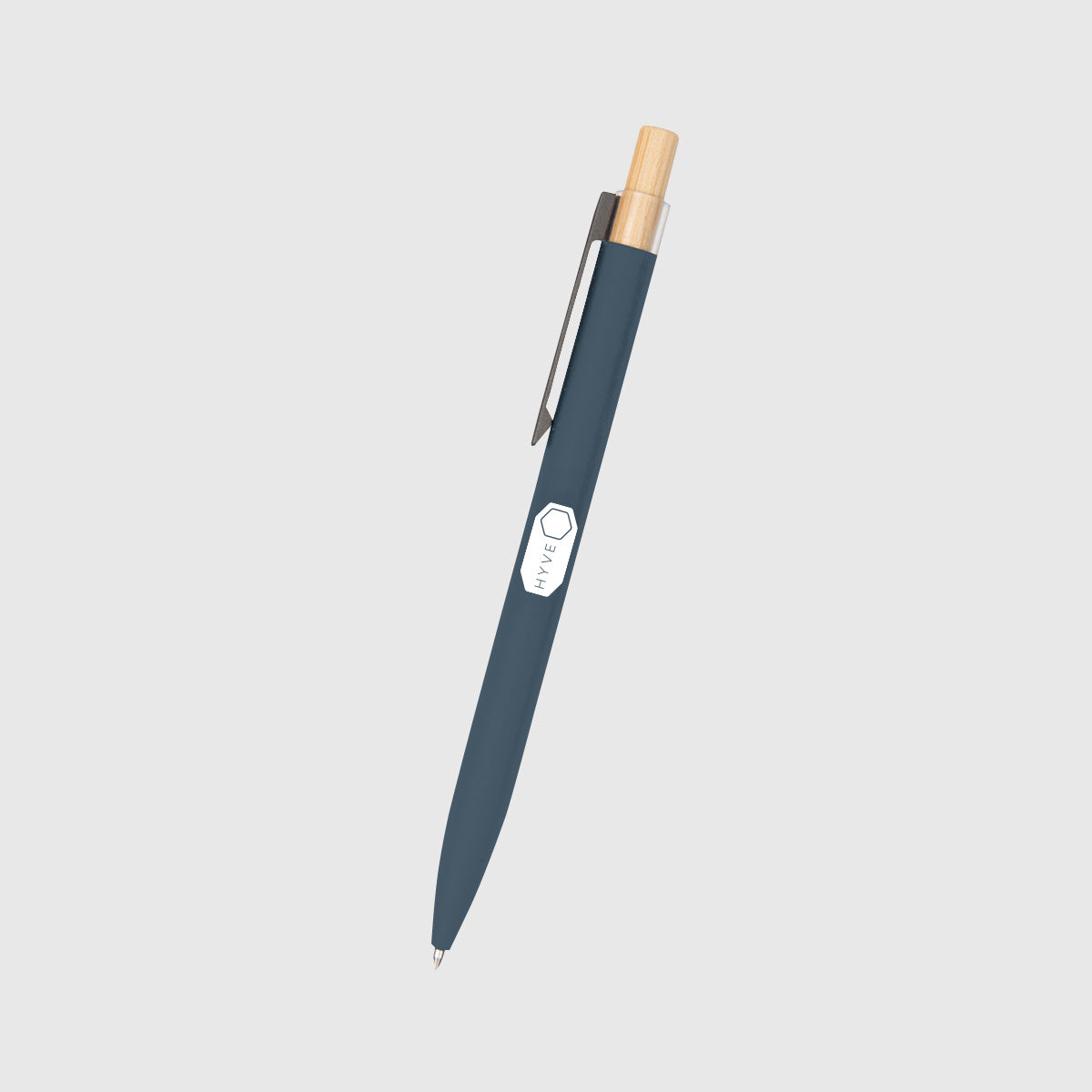 Eco-friendly recycled aluminum pen with branded bamboo plunger SG