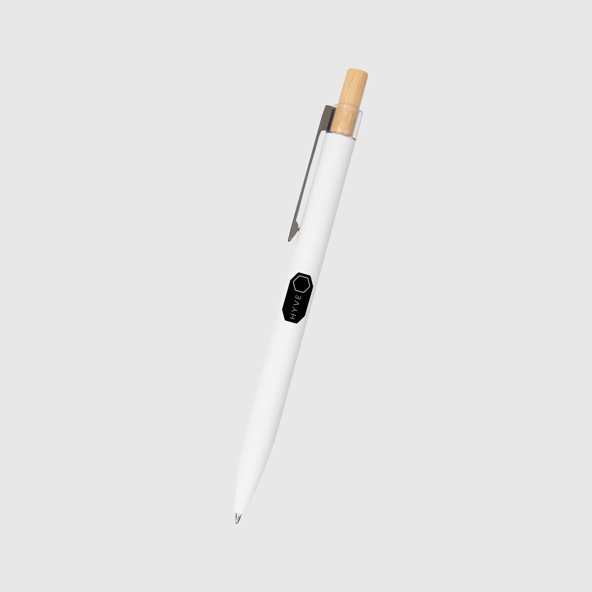 Eco-friendly recycled aluminum pen with branded bamboo plunger SG