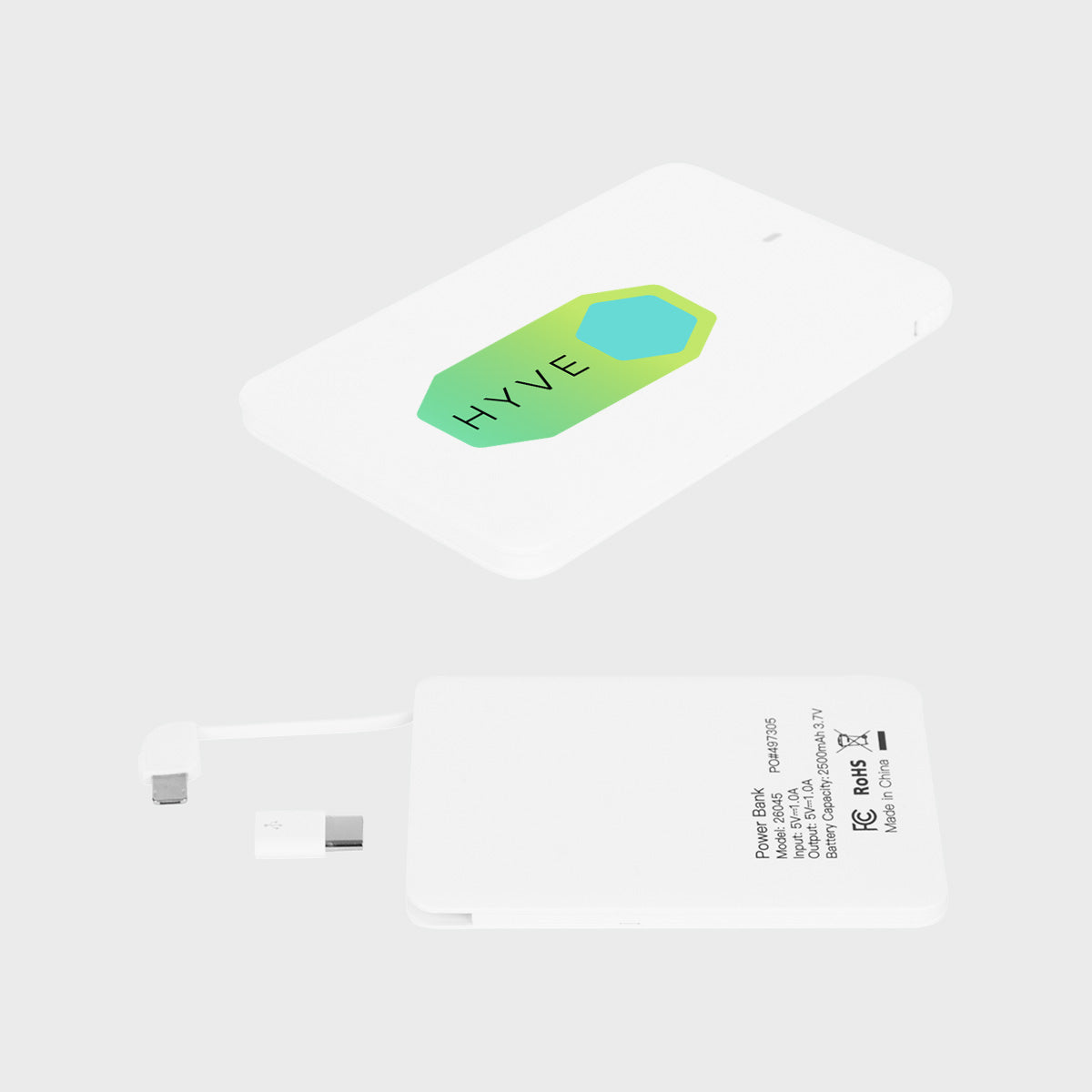 Slim 2500mAh 3-in-1 power bank for custom corporate tech gifts