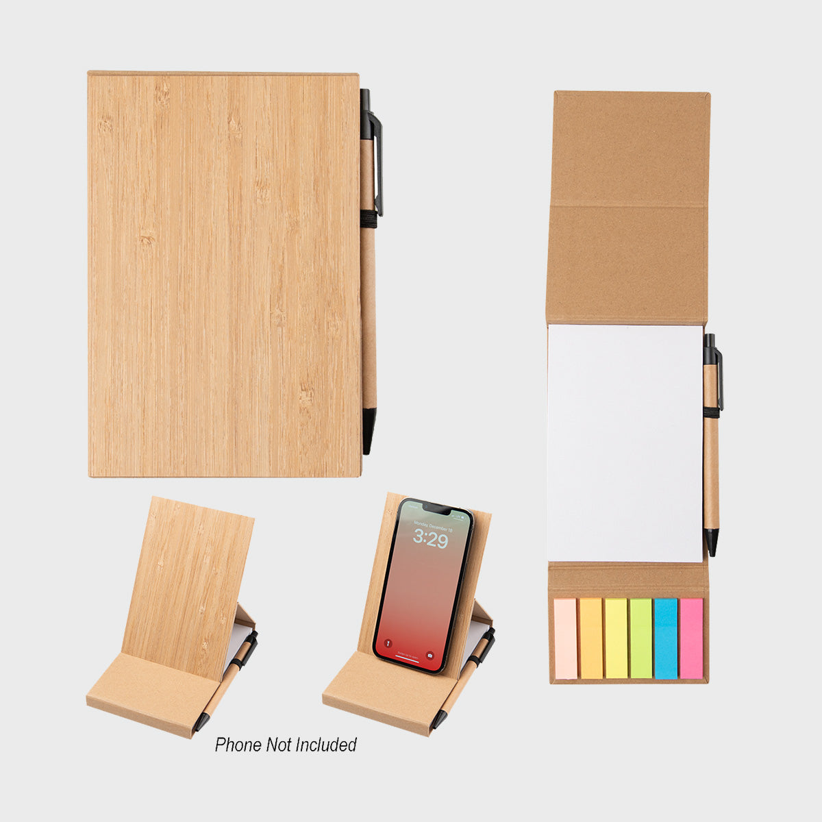 Bamboo Desk Jotter with Phone Stand