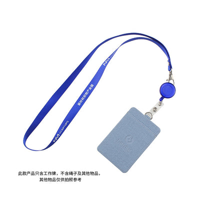 Fabric-Texture ID Badge Holder with Metal Clip