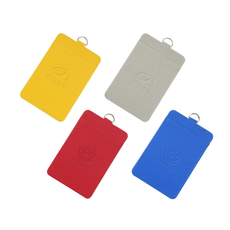 Fabric-Texture ID Badge Holder with Metal Clip