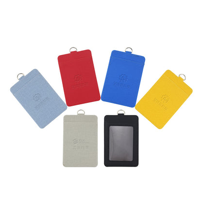 Fabric-Texture ID Badge Holder with Metal Clip