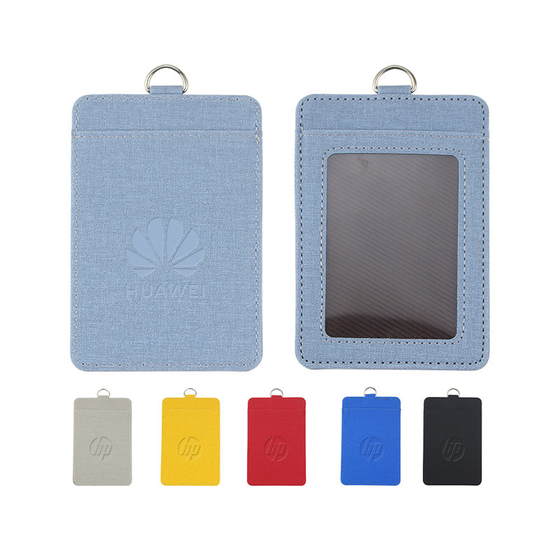 Fabric-Texture ID Badge Holder with Metal Clip