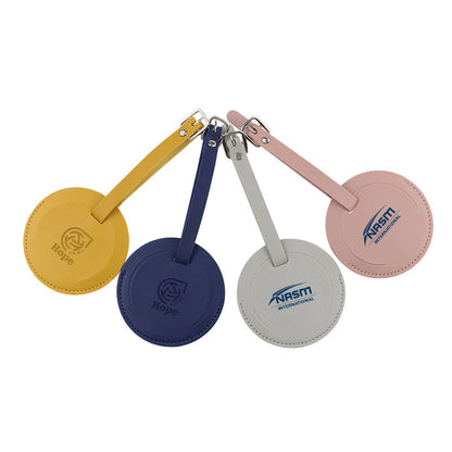 Soft Round PU Luggage Tag (Multiple Colors)