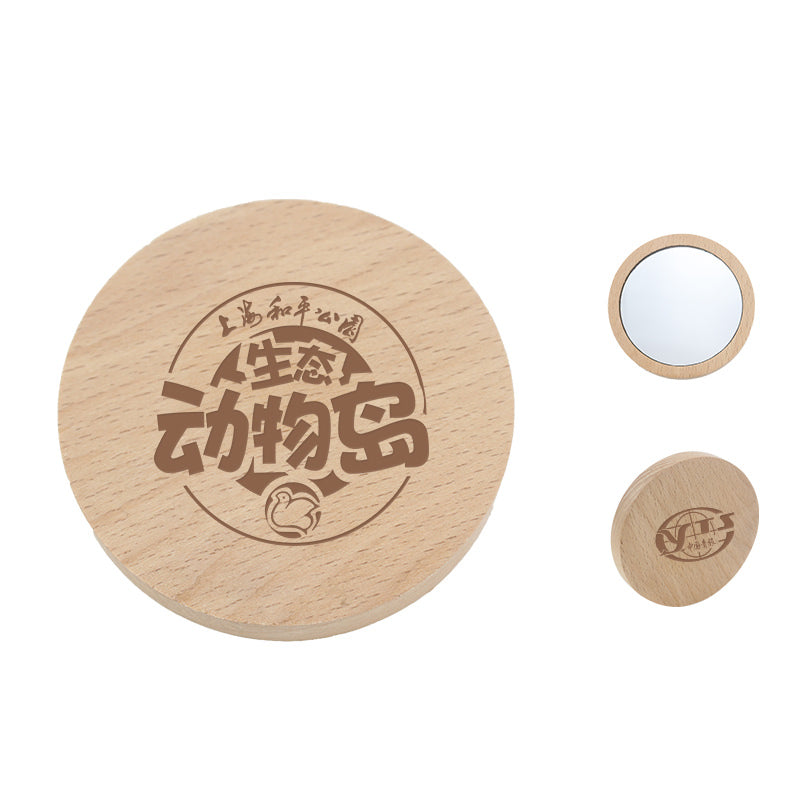 Round Beech Wood Mirror