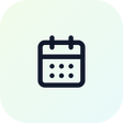 A simple dark calendar icon centered on a very light mint-green rounded square background.