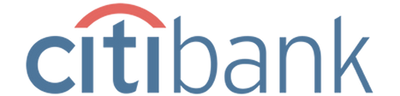 Citibank logo in blue with a red semi-circular arch above the lettering, on a white background.