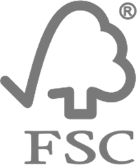 FSC certification logo with a tree icon and the letters FSC in gray on a white background.