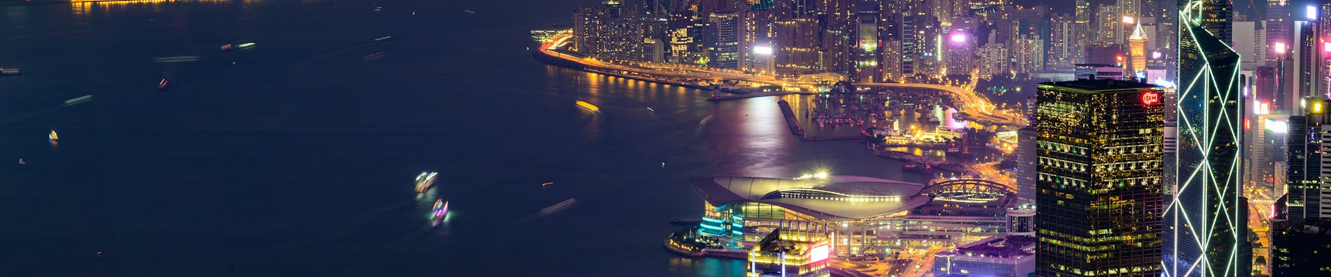 Hong Kong skyline at night — venue for HKTDC 2026